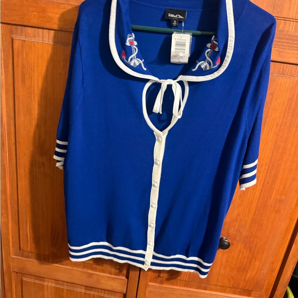 Torrid Royal Blue Top with White Accents